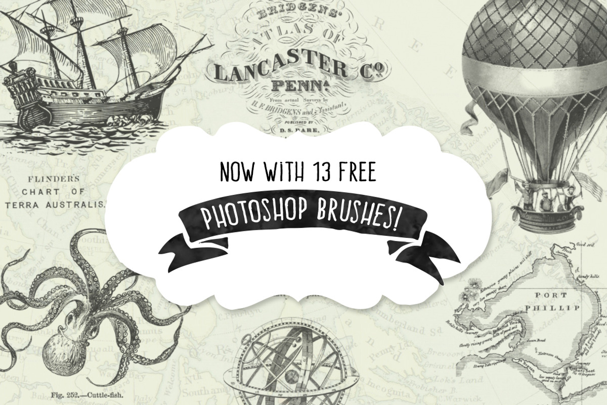 Vintage Map Styles + bonus brushes preview 2