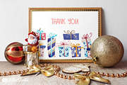 Cozy Christmas watercolor clipart, an Animal Illustration by UlitkaStudio (Thumbnail 9 of 9)