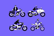 Bikers on motorcycles set, pattern, a Transportation Illustration by PaperTrident (Thumbnail 6 of 8)
