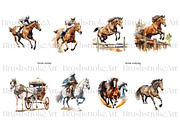 Watercolor Horse Clipart, Pony PNG, an Animal Illustration by BrushstrokeArtGB (Thumbnail 2 of 9)