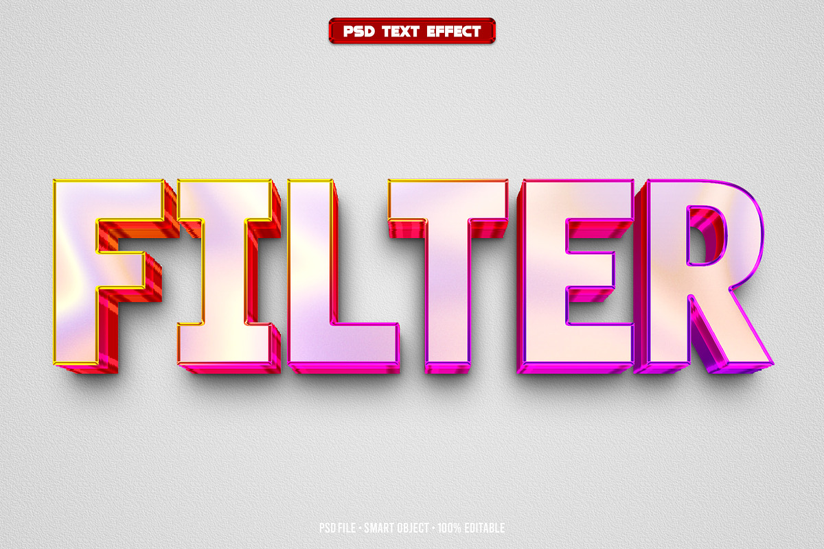 Filter 3D editable text effect, a Layer Style Add-On by Hello Muh (Photo 1 of 2)