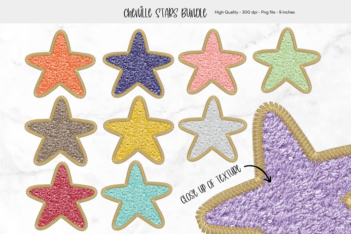 Chenille Embroidery Pastel Stars, a Texture Graphic by Murphy & Frank (Photo 1 of 4)