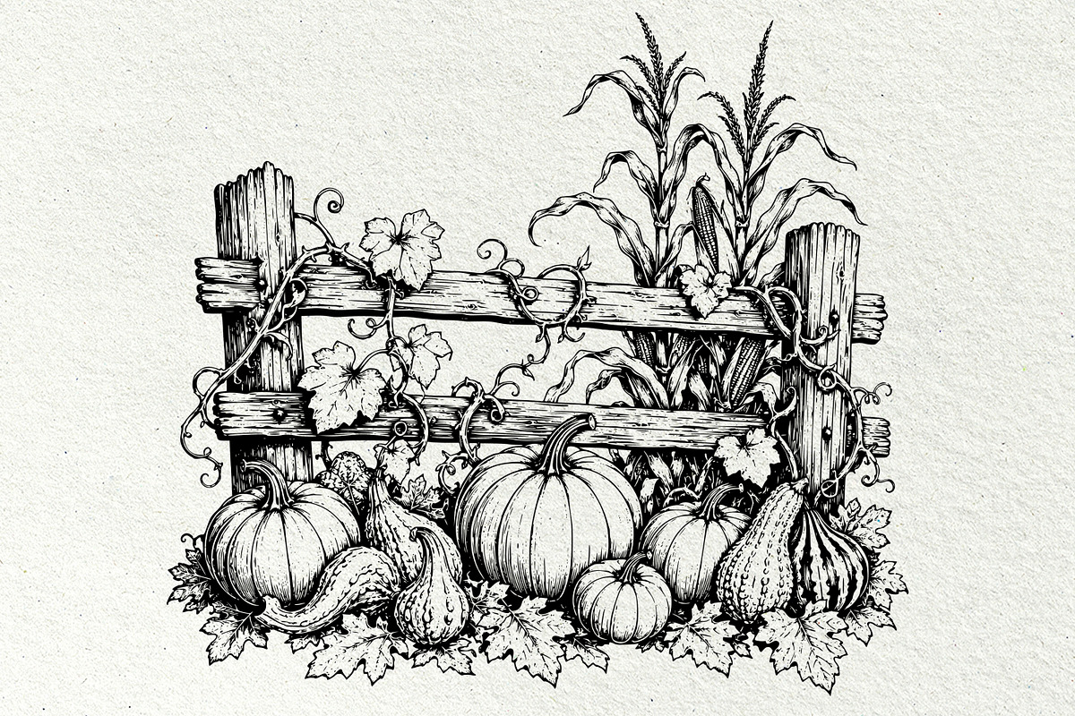 Pumpkin Harvest Line Art Graphics, a Seasonal Illustration by DENIDigitalArtSudio (Photo 5 of 6)