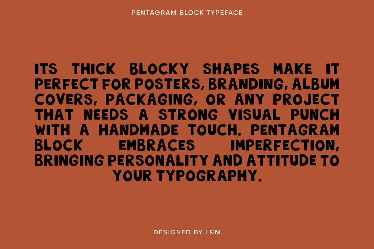 Pentagram Block - Bold display Font, a Handwritten Font by Lise & Mike–Visual Makers (Photo 5 of 6)