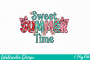Sweet Summer Time PNG, an Illustration by Watercolor design (Thumbnail 1 of 3)