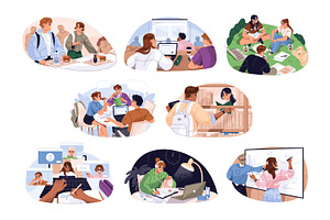 Students' life in university set, an Education Illustration by PaperTrident