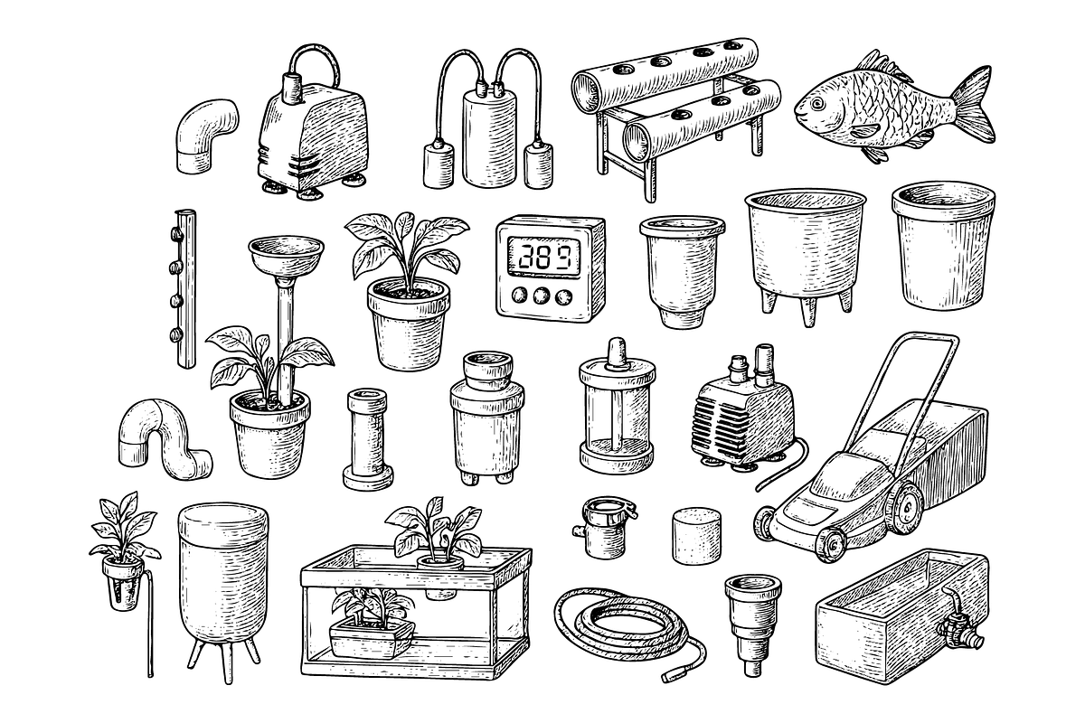 Garden Aquarium Household Tools, an Object Graphic by nikagraphic