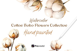 Watercolor Cotton Boho Flowers