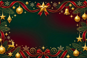 Xmas Frame with Golden Ornaments, a Holiday Photo by Rafoz