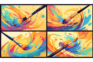 Brush paint. Colorful cartoon, an Illustration by Stock-Smart-Start