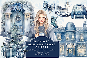 Midnight Blue Christmas Clipart