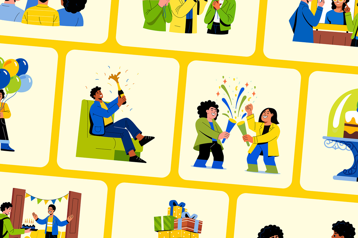 Happy Birthday Illustration Set, a Decorative Illustration by Prosymbols (Photo 5 of 10)