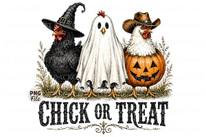 Chick Or Treat Png,Trendy Halloween, a Seasonal Illustration by Libby Wishes