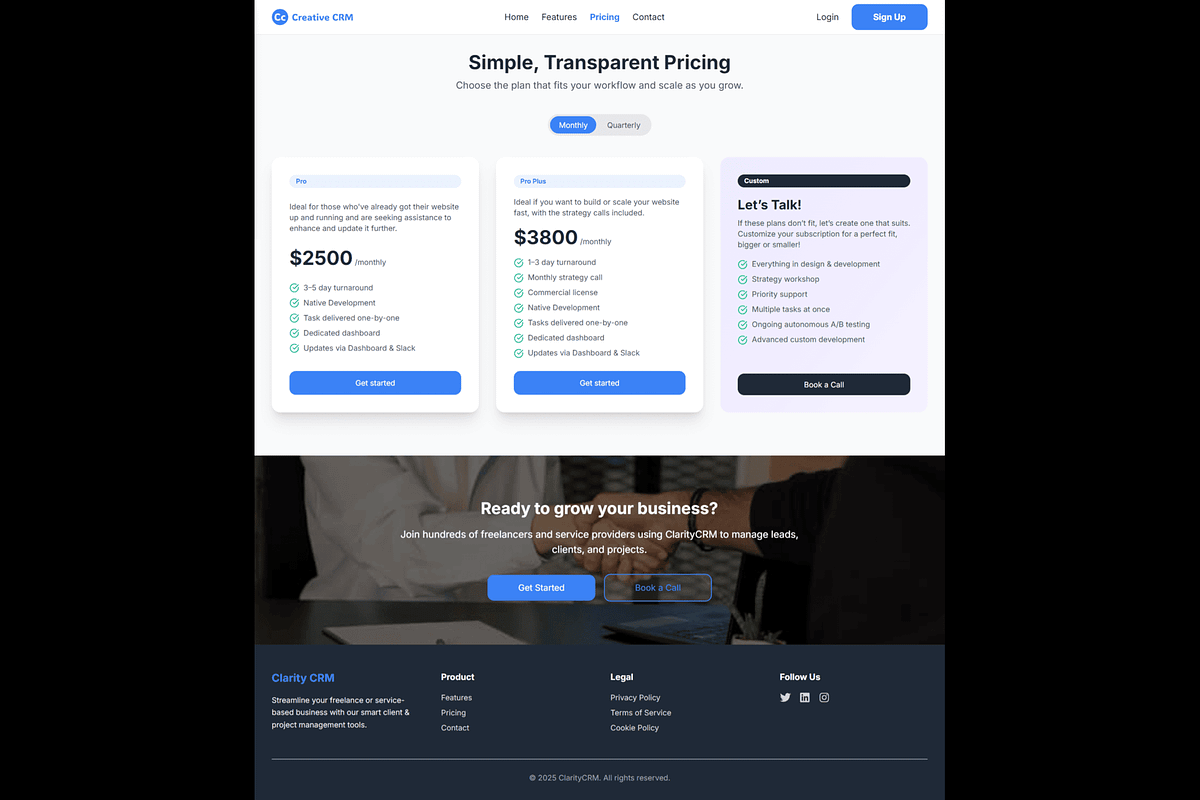 ClarityCRM – SaaS Dashboard Template, a React Template by EmmanuelNdeche (Photo 6 of 17)