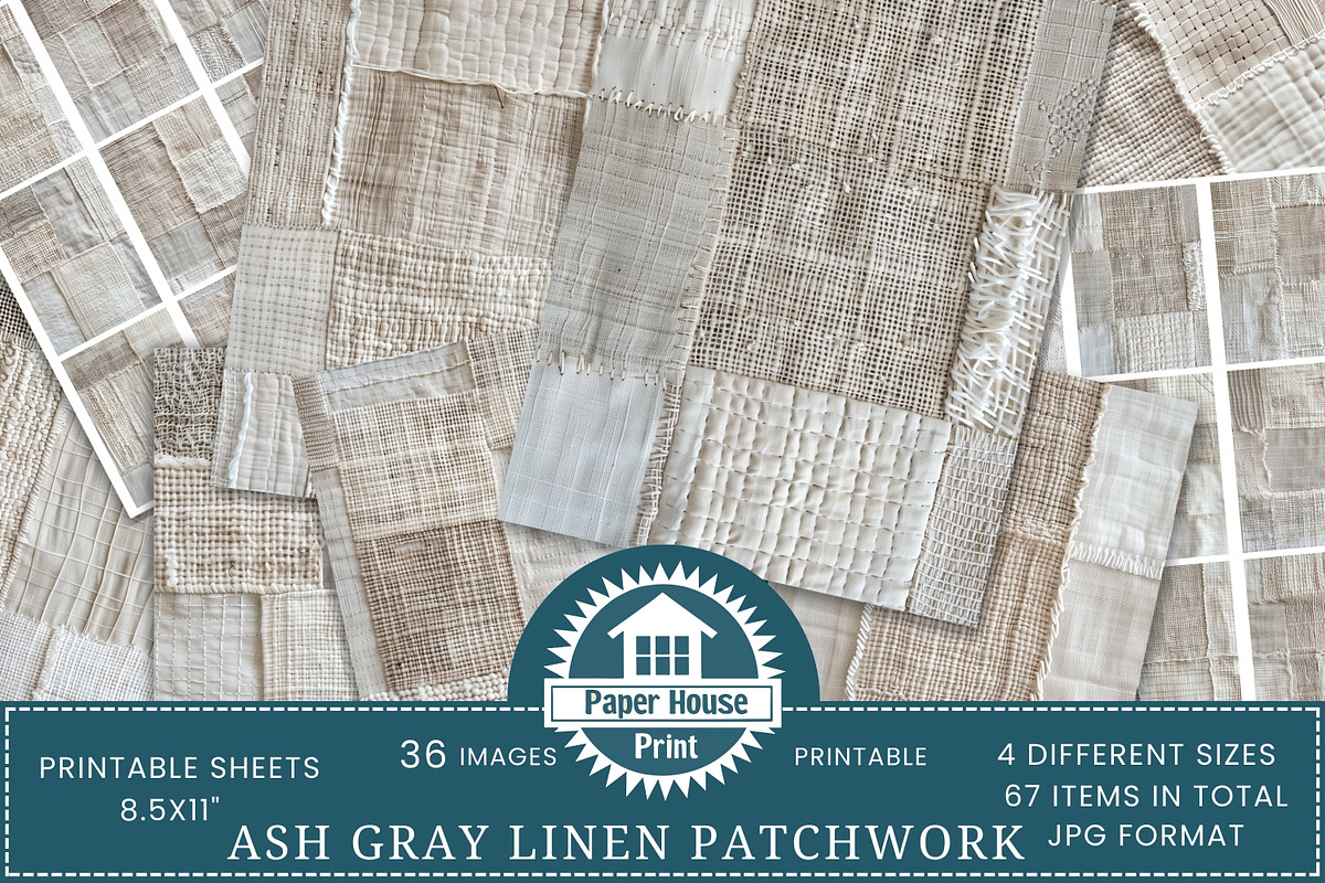 Ash Gray Linen Patchwork Papers, an Illustration by NiiiNArt (Photo 1 of 8)