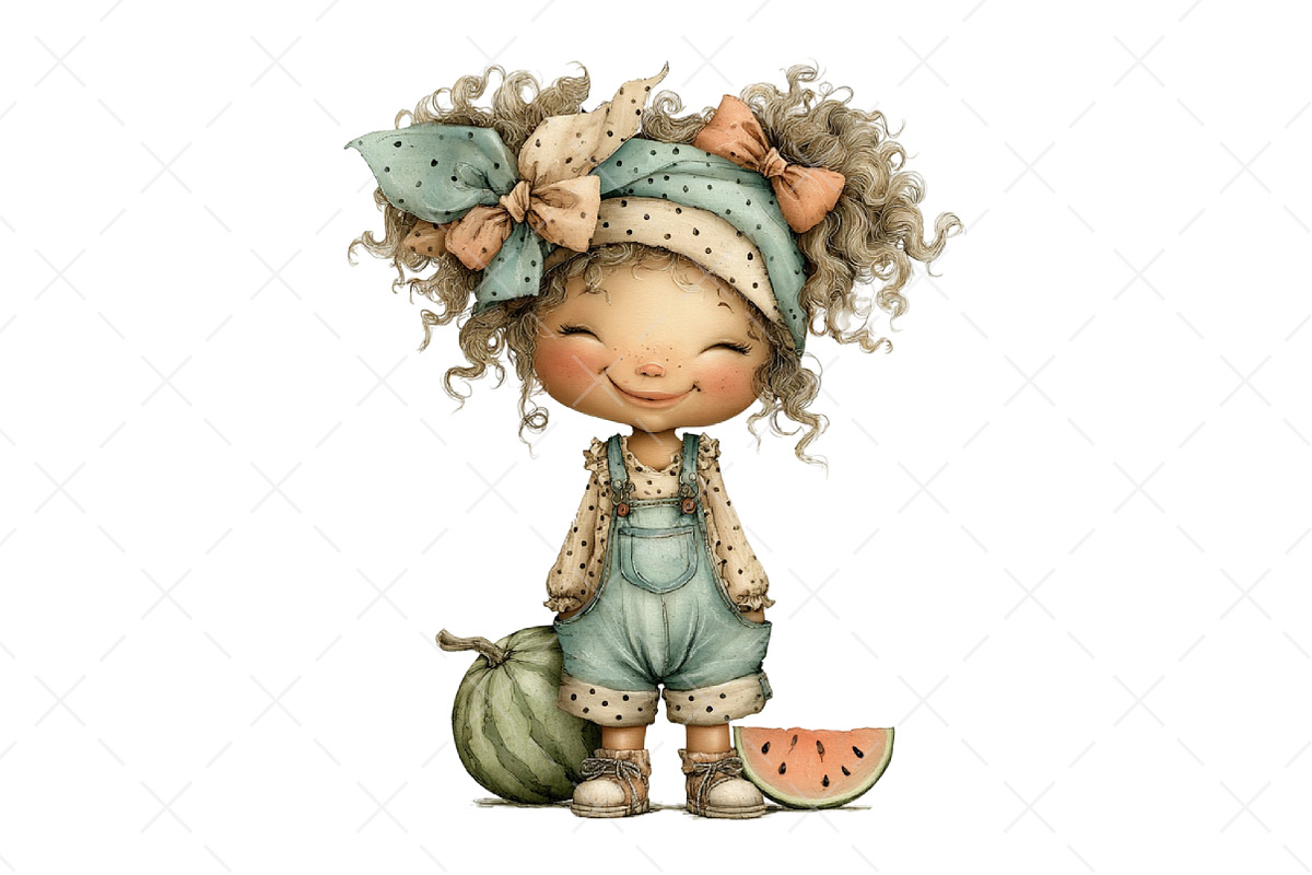 Watermelon Girl Clipart, an Illustration by Craft Nest (Photo 9 of 12)