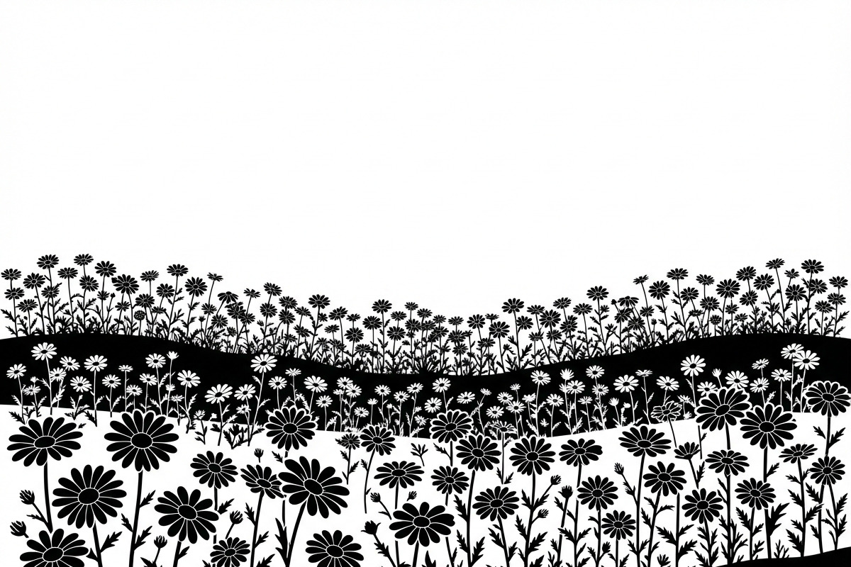 60 Daisy Flower Field Silhouette, a Seasonal Illustration by Amazin_art (Photo 24 of 35)