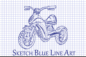 Sketch Blue Line Art Photoshop, an Action Add-On by 3d_model_tifotizi