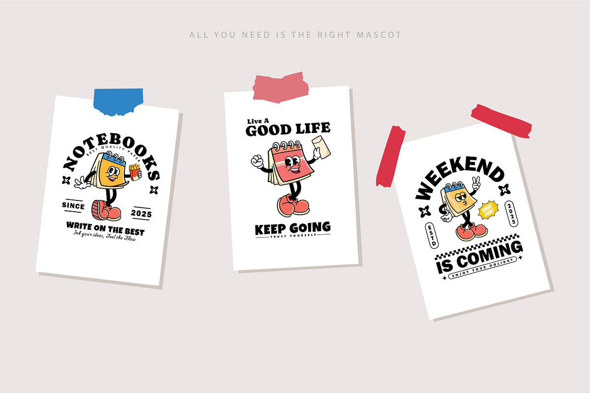 Notepad Mascot Characters, an Object Illustration by Allmostudio (Photo 1 of 5)