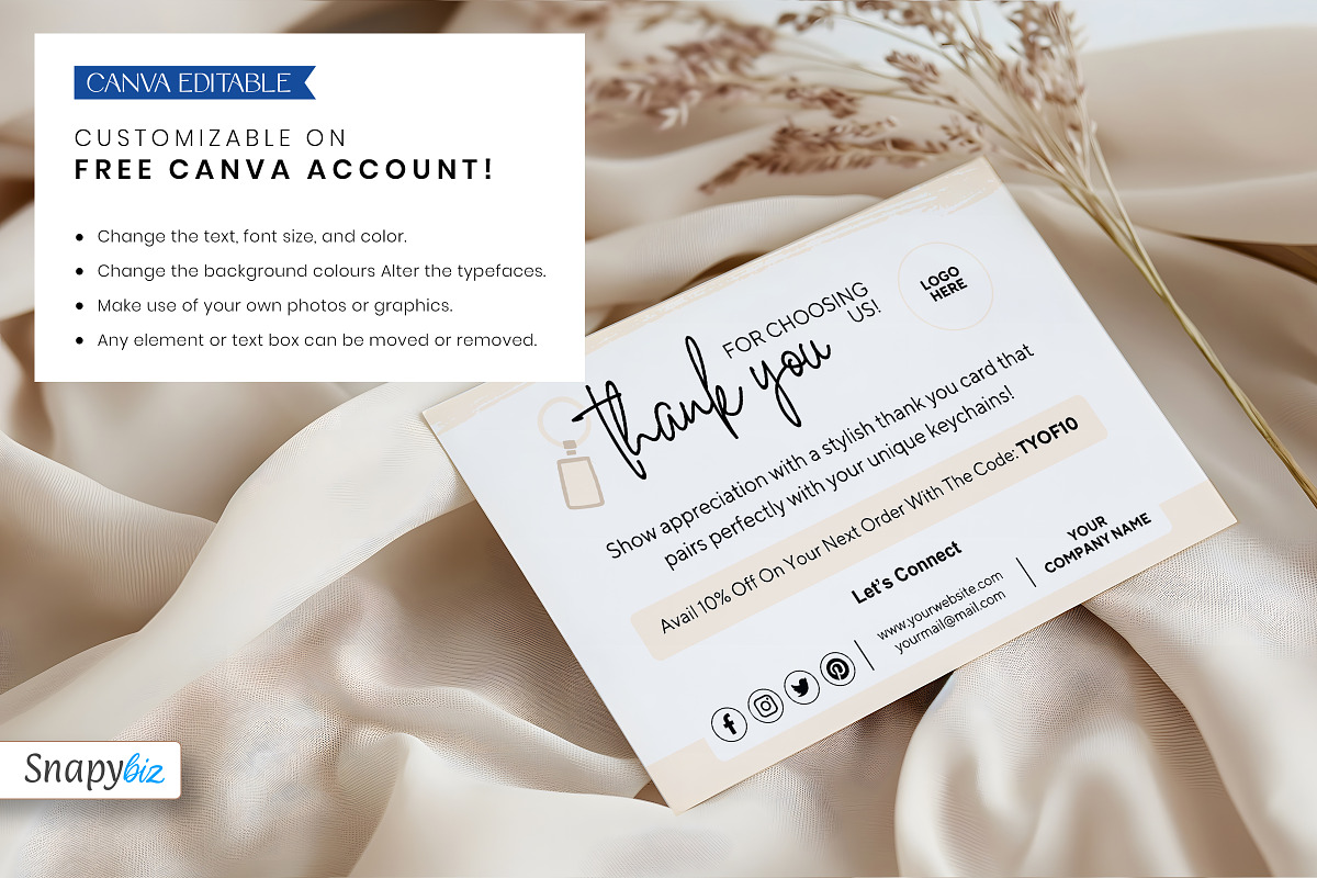 Keychain Business Thank You Card, a Card Template by Snapybiz (Photo 5 of 8)