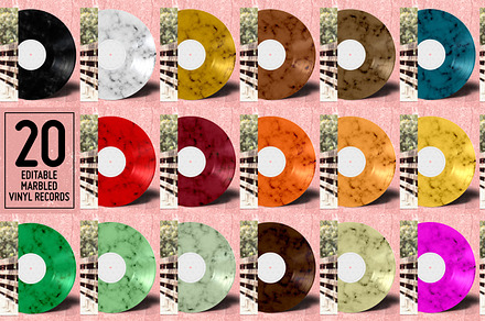 20 Marbled Vinyl Records - Mockup