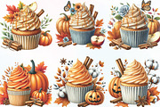 Watercolor Autumn Fall Cupcake PNG, an Illustration by CraftArtStudio (Thumbnail 2 of 5)