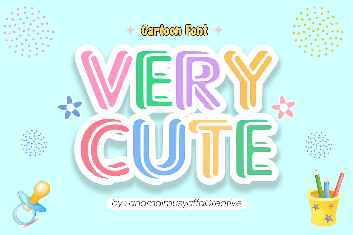 Very Cute - Display Font, a Sans Serif Font by KiddoGlyphs Studio (Photo 1 of 5)