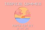 Tropical Summer Paper Cut Set, a Decorative Illustration by Minkina (Thumbnail 1 of 4)