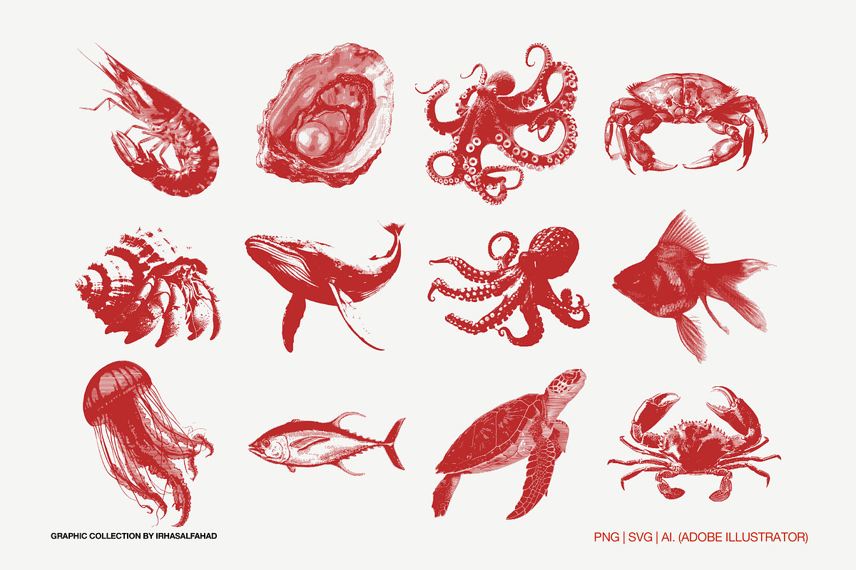 Aquatic Fauna Graphic Collection, an Object Graphic by Irhasalfahad (Photo 3 of 6)