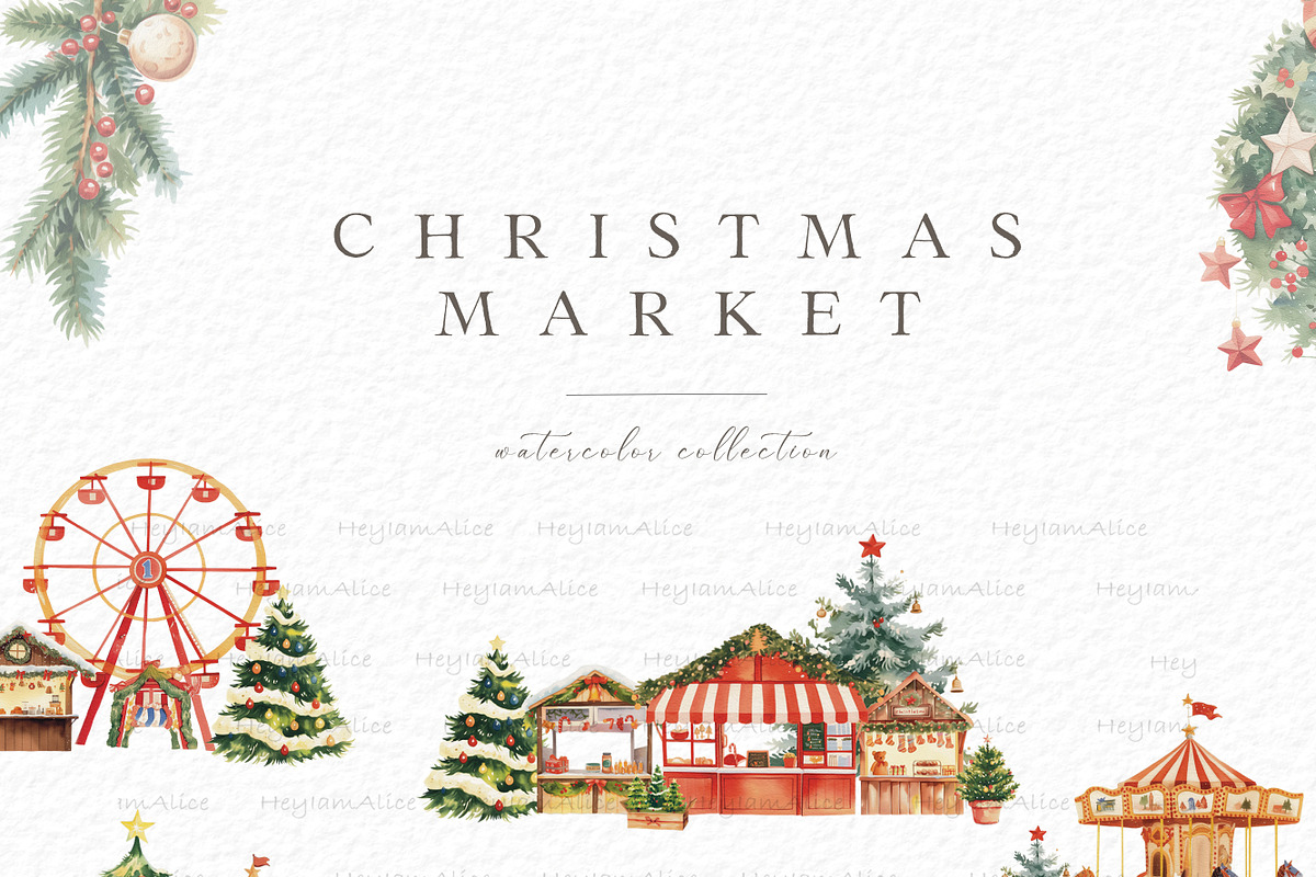 Christmas Market, a Seasonal Illustration by heyiamalice (Photo 3 of 15)