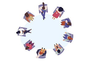 Group therapy. People sitting in, a Person Illustration by Vectorbuum