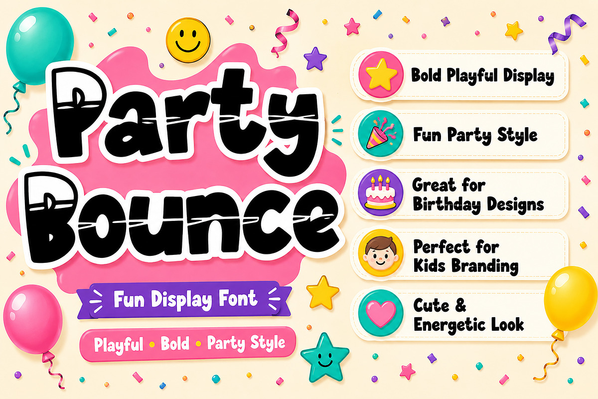 Party Bounce, a Slab Serif Font by Wow Magic (Photo 2 of 4)