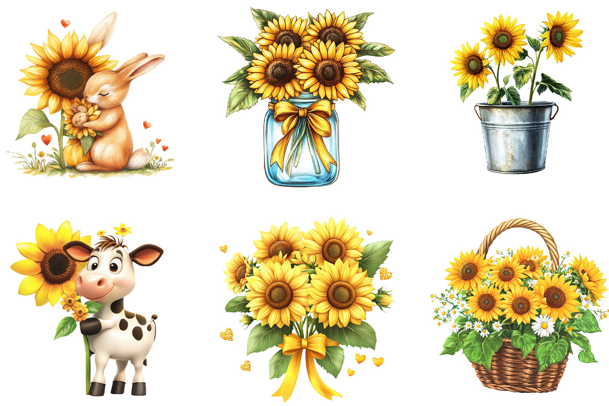 Sunflower Mother's Day Clipart, an Illustration by Designking (Photo 5 of 5)