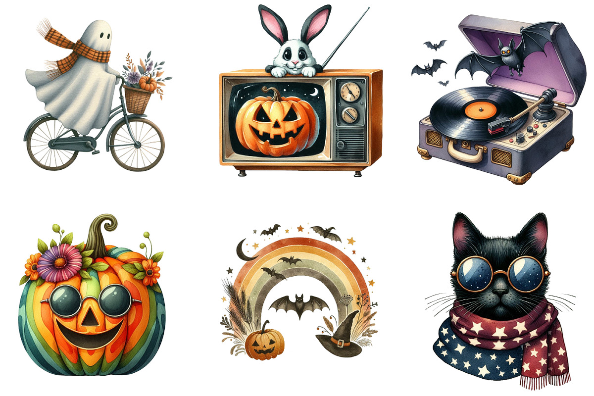 Retro Fall Halloween PNG Clipart Bun, an Illustration by DreamArtGraphic (Photo 4 of 5)
