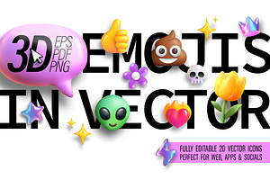 3D Emojis in Vector (20 Icons), an Emoji Icon by Cosmic Store