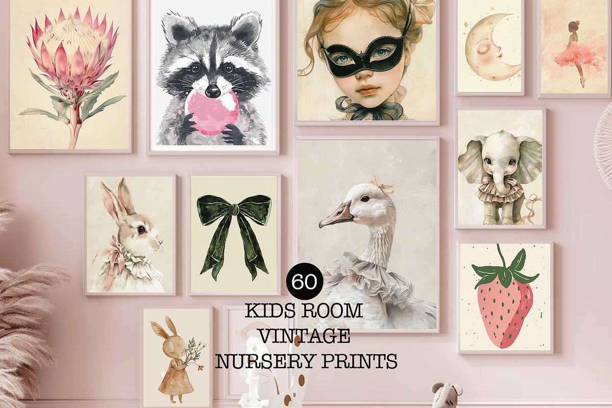 Kids Room Vintage Nursery Prints, a Background Graphic by Kristina&Co (Photo 1 of 10)