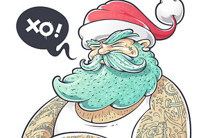 Hipster Santa Vector Art