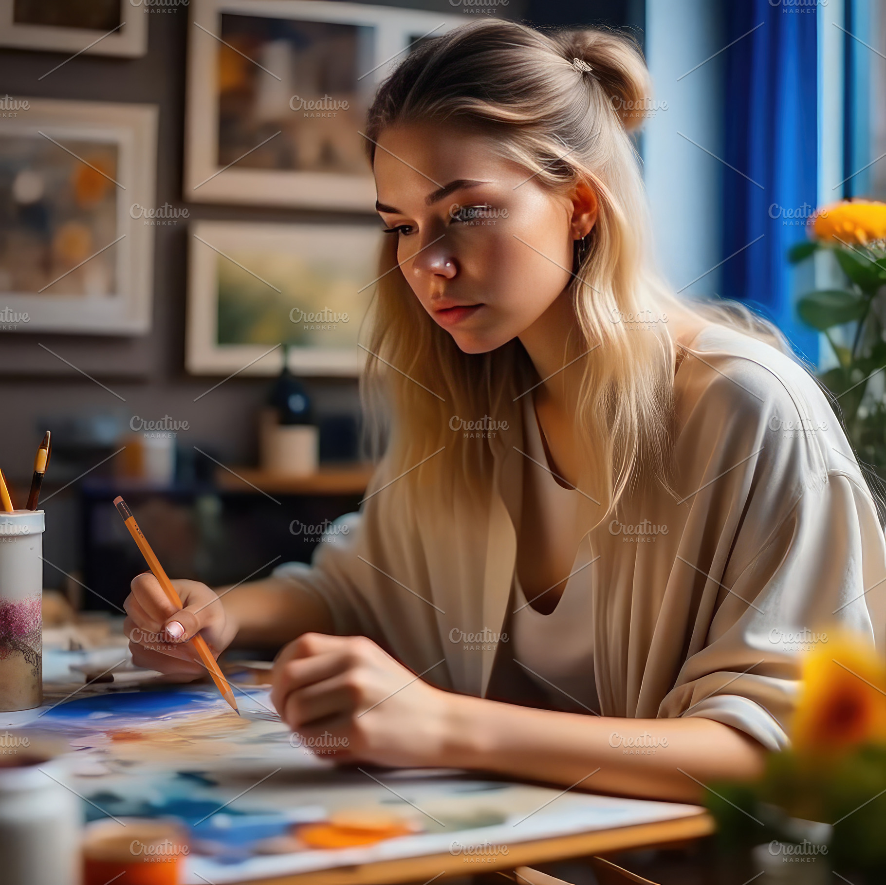 Blonde girl artist creator photo art, a Person Photo by Art By Silmairel