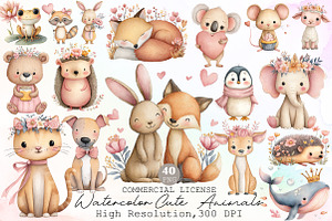 Watercolor Cute Animals Clipart, an Illustration by Sublimation Artist