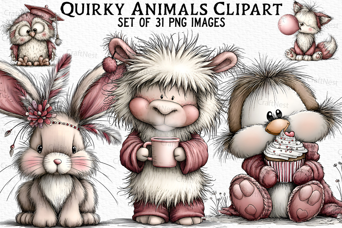 Quirky Animals Clipart, an Illustration by Craft Nest (Photo 1 of 6)