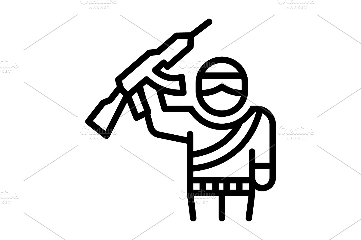 Terrorists terrorism black icon, an Outline Icon by Creative priyanka