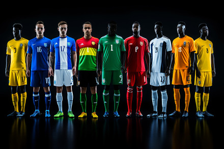 A collection of soccer uniforms worn, a Photo by Iftikhar Alam