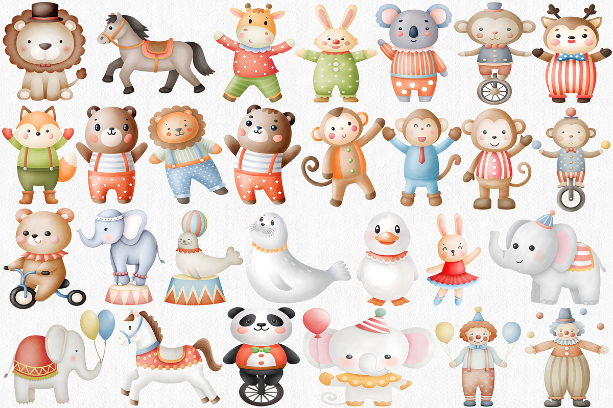 Watercolor Circus Clipart Set, an Illustration by CropUp Creative (Photo 2 of 6)