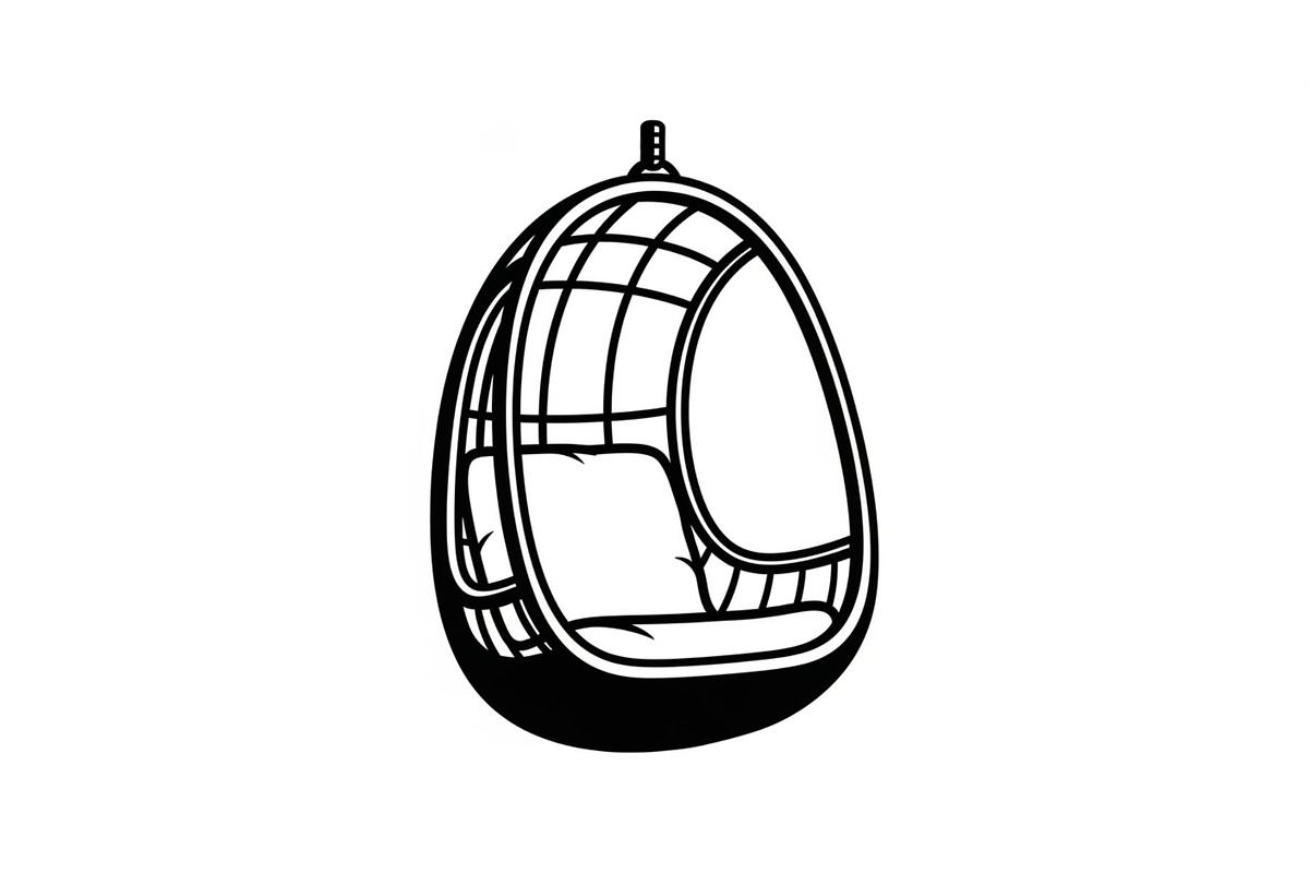 Hanging Egg Chair Silhouette Bundle, an Illustration by Designer_Momina (Photo 35 of 51)