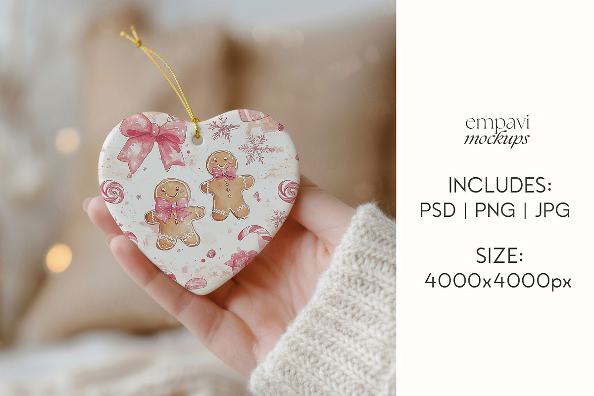 Heart Ornament Mockup, a Merchandise Mockup by EmpaviMockups (Photo 6 of 6)
