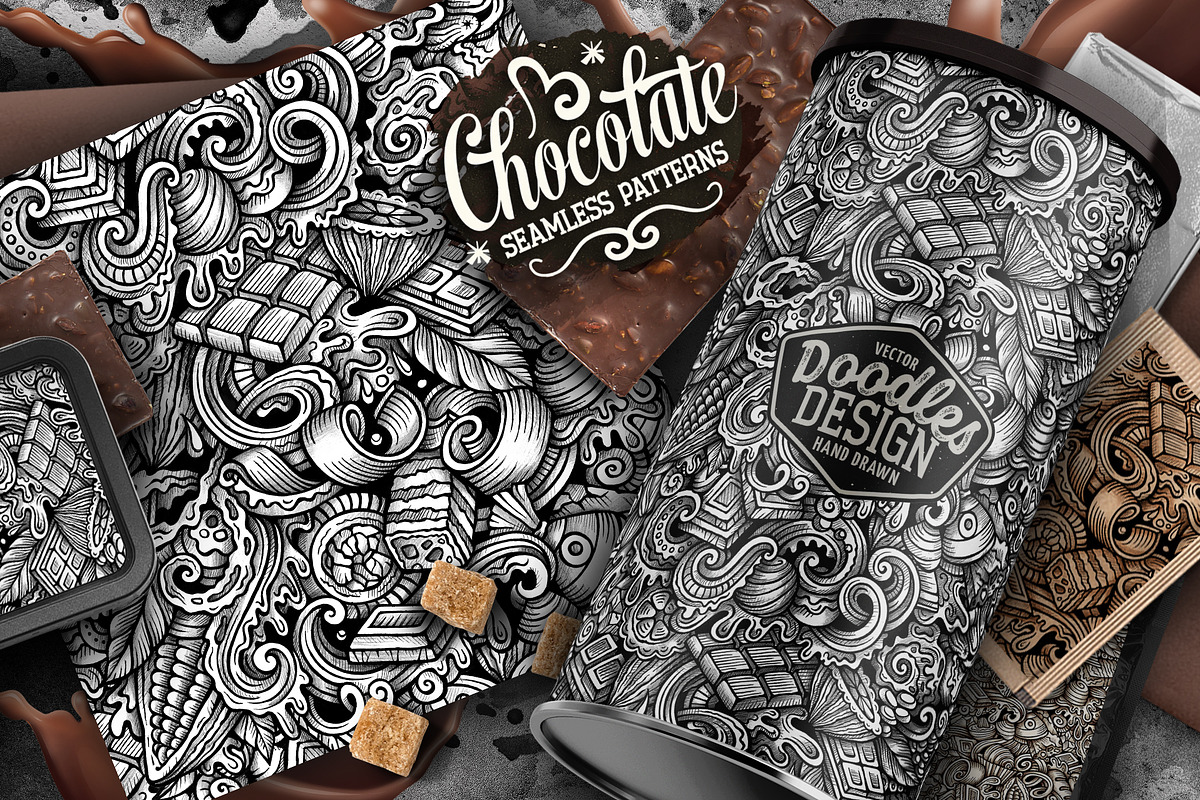 Chocolate Graphics Doodle Patterns, a Pattern Graphic by BALABOLKA (Photo 3 of 7)