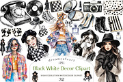 Black & White Decor Clipart, an Illustration by DreamCafeArt (Thumbnail 1 of 7)