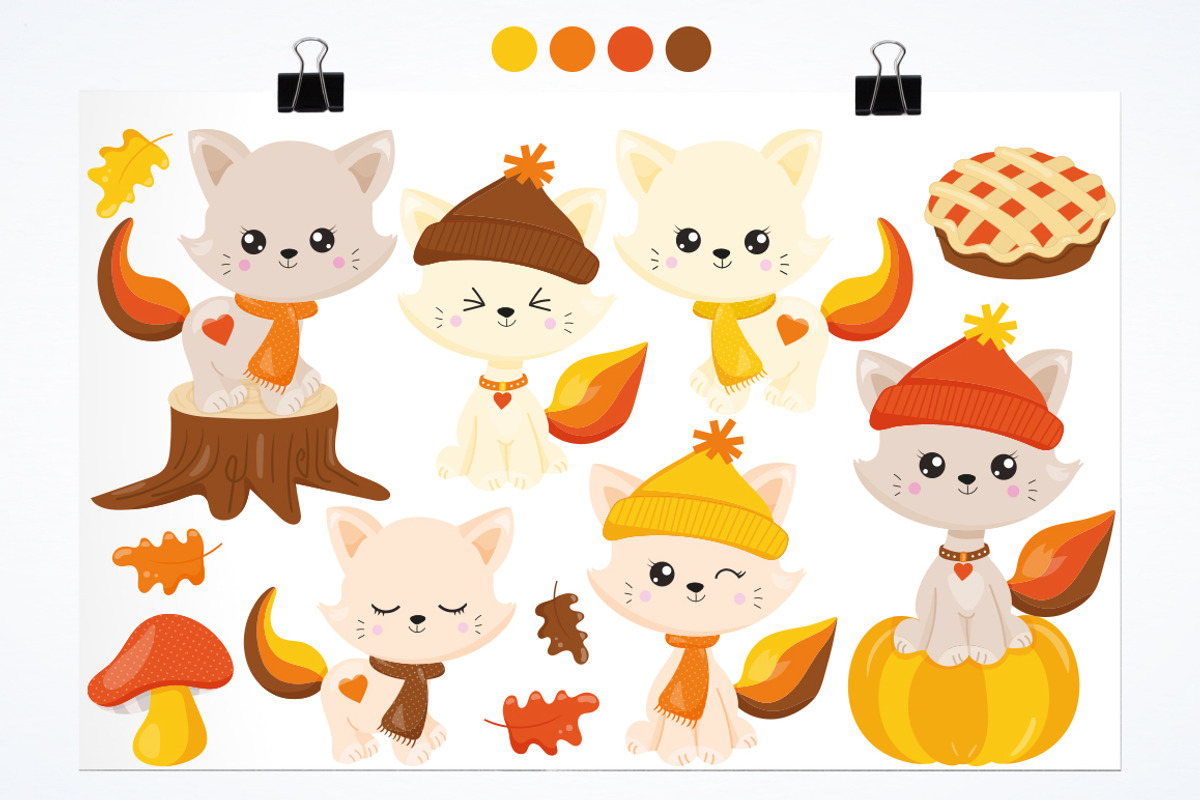 Fall Cats, an Illustration by PrettyBundles (Photo 2 of 5)