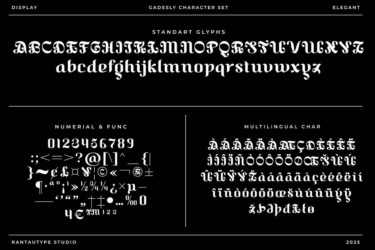 Gadesly Elegant Display Font, a Blackletter Font by RantautypeStudio (Photo 11 of 13)