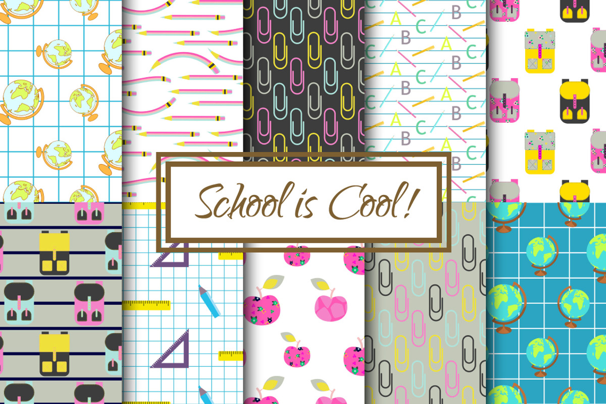 School is Cool Pattern Set, a Pattern Graphic by Milky April